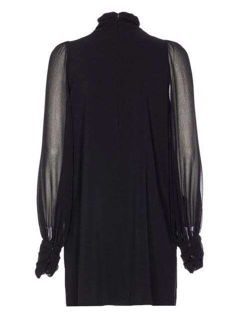 PINKO high-neck sheer-sleeve mini dress - Black
