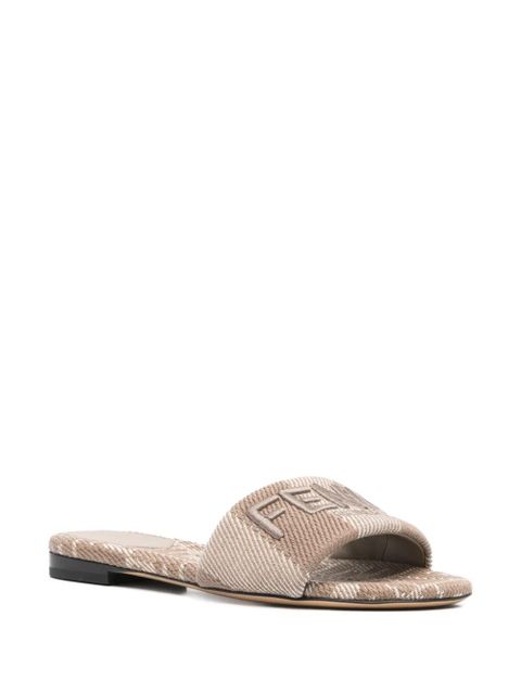 FENDI logo-embroidered slides - Brown - zdjęcie produktu nr 2