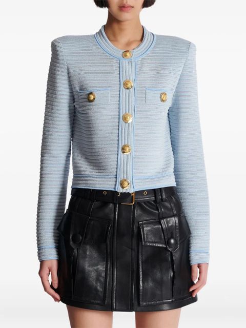 Balmain cropped cardigan - Blue