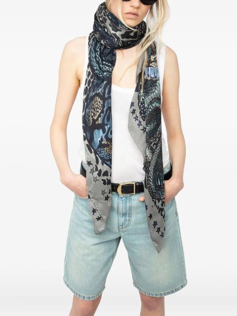Zadig&Voltaire Billie Snales-print scarf - Grey