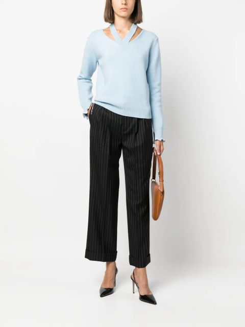 FENDI logo-embroidered cut-out fine-knit jumper - Blue - zdjęcie produktu nr 2