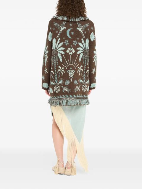 Alanui Echoes of the Island fringed cardi-coat - Brown