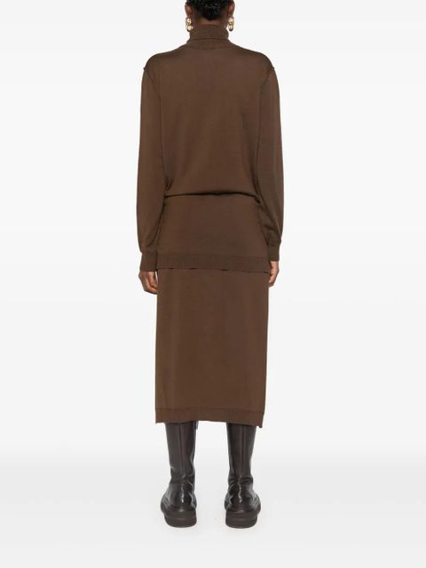 LEMAIRE trompe l’œil midi dress - Brown