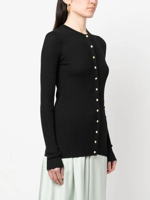 Jil Sander round neck ribbed cardigan - Black