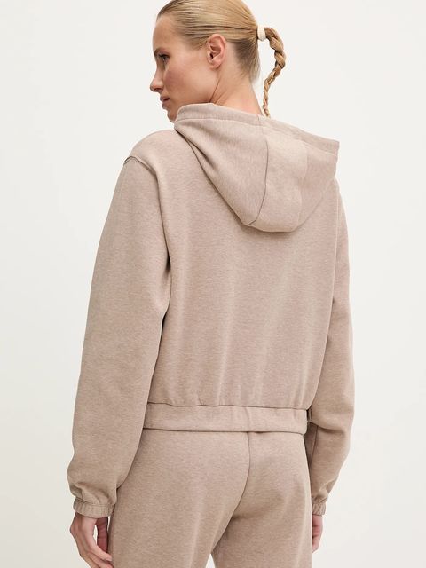 Guess bluza ROBERTA damska kolor brązowy z kapturem z aplikacją V5RQ20 KC3D2