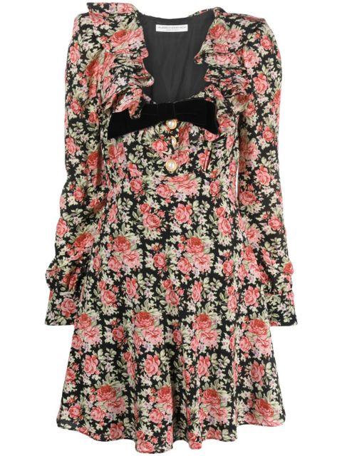 Alessandra Rich rose-print silk minidress - Black - zdjęcie produktu nr 1