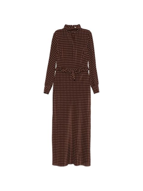 Alessandra Rich polka dot print high-neck midi dress - Brown - zdjęcie produktu nr 1