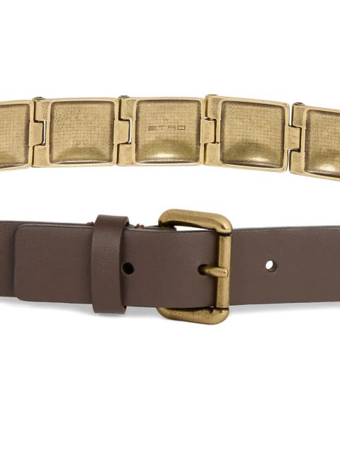 ETRO engraved-metal leather belt - Gold