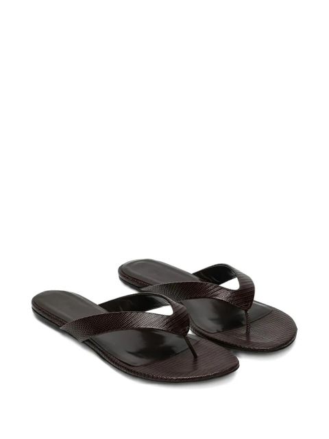 Le Monde Beryl Infradito embossed leather thong sandals - Brown