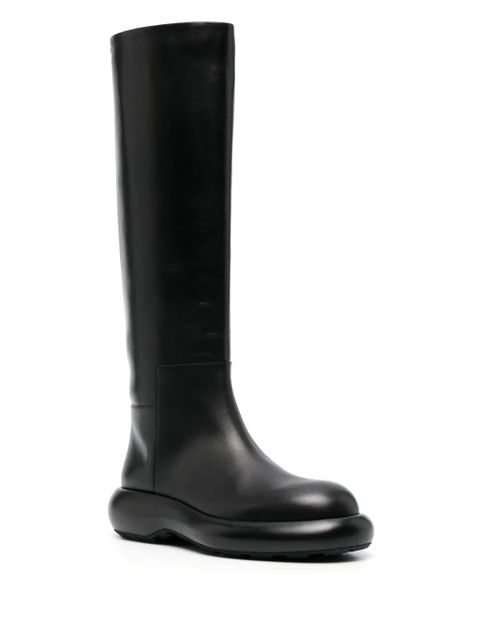 Jil Sander knee-high flat leather boots - Black - zdjęcie produktu nr 2