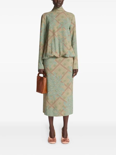 DRIES VAN NOTEN printed high-neck dress - Green