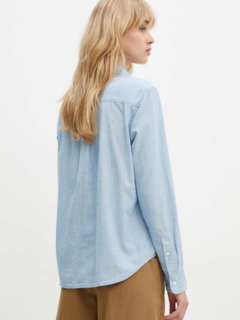 Levi's koszula bawełniana damska kolor niebieski relaxed z kołnierzykiem klasycznym 34574