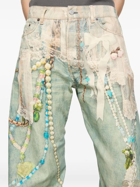 Acne Studios lace-chain cotton jeans - Blue