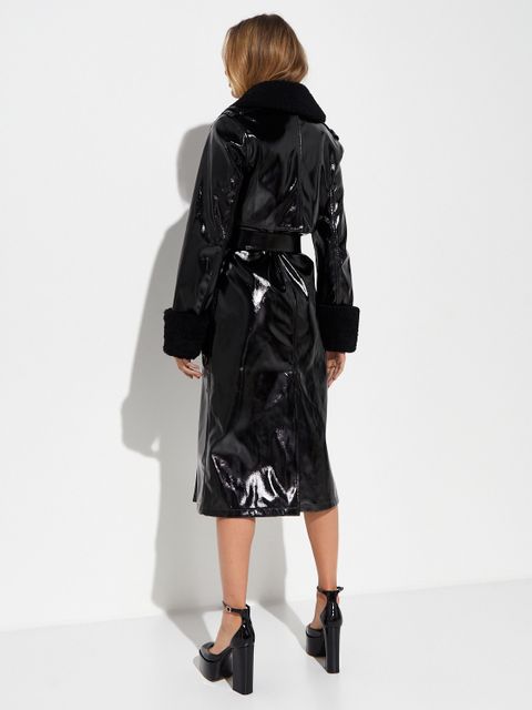 SELF PORTRAIT - Czarny lakierowany płaszcz