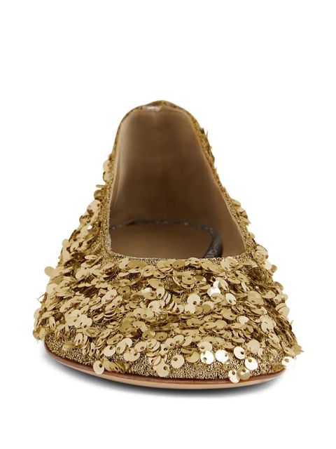 Rabanne sequin-embellished ballet flats - Gold