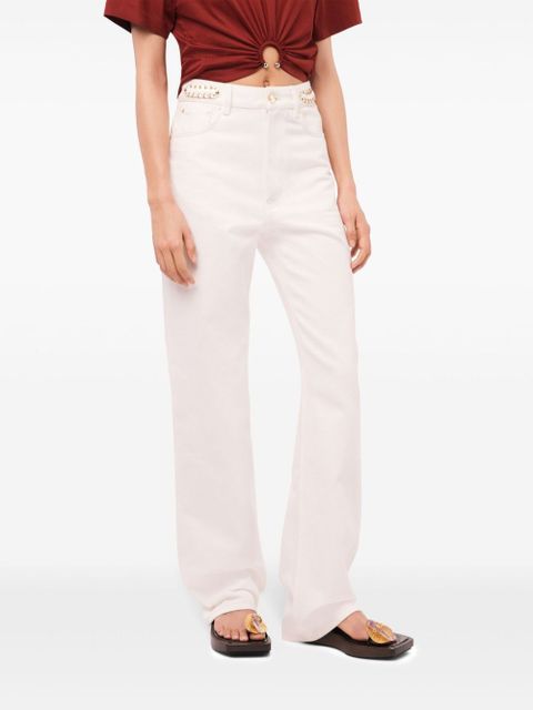 Rabanne paillette-embellished flared jeans - White