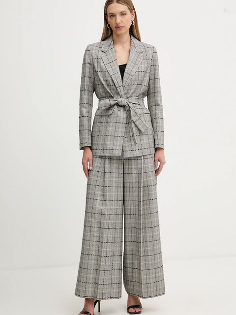 Twinset marynarka kolor szary jednorzędowa wzorzysta 252TP2180