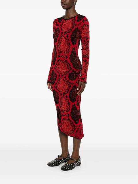 The Attico snakeskin-print midi dress - Red