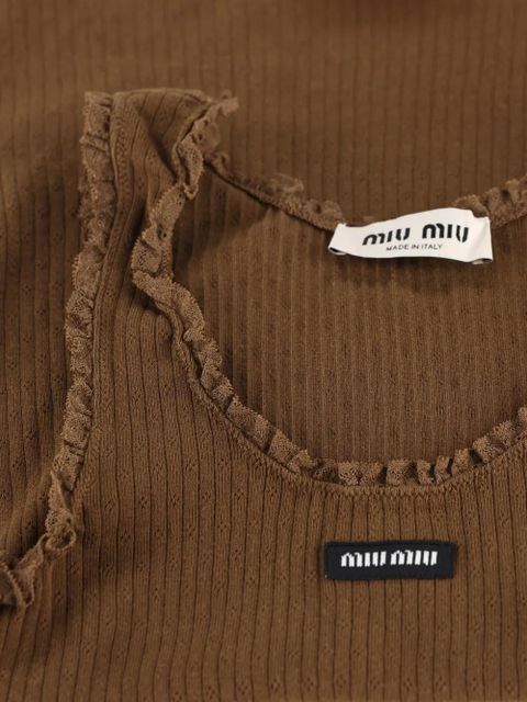 Miu Miu logo-detail cotton tank top - Brown