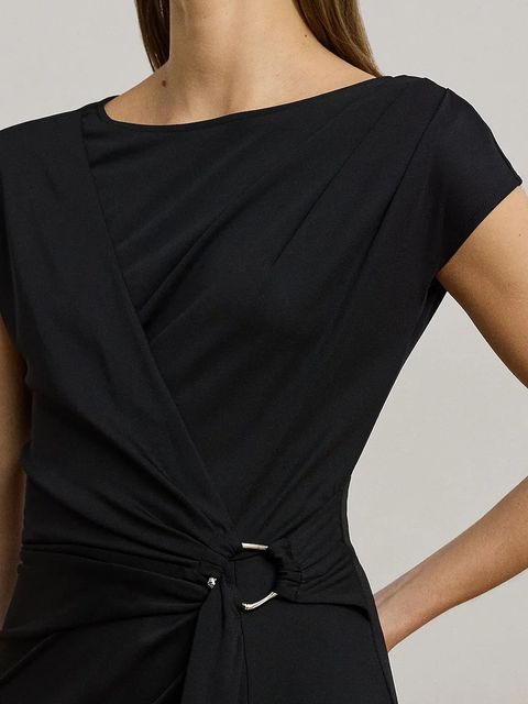 Lauren Ralph Lauren sukienka kolor czarny midi dopasowana 200973601