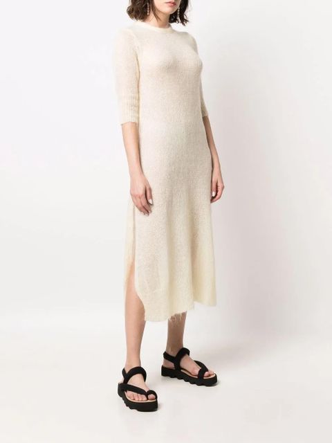 GANNI embroidered-logo detail dress - Neutrals