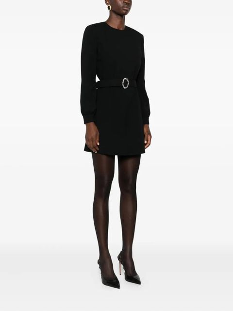 Saint Laurent embellished-belt mini dress - Black