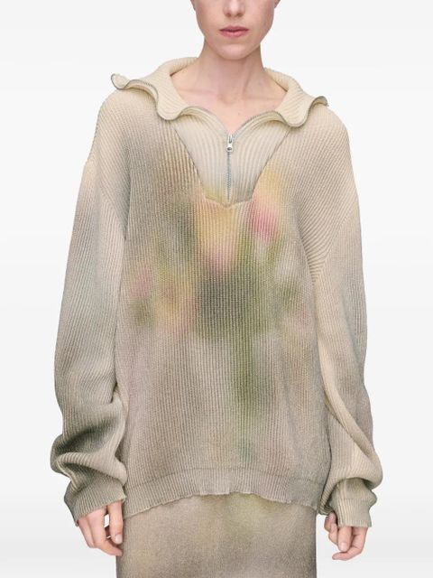 Maison Margiela floral zip knit sweater - Neutrals