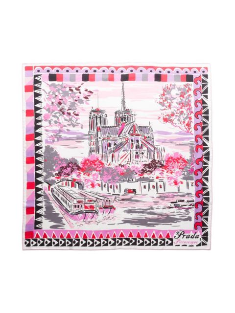Prada Pittoresque Paris silk scarf - Pink - zdjęcie produktu nr 2