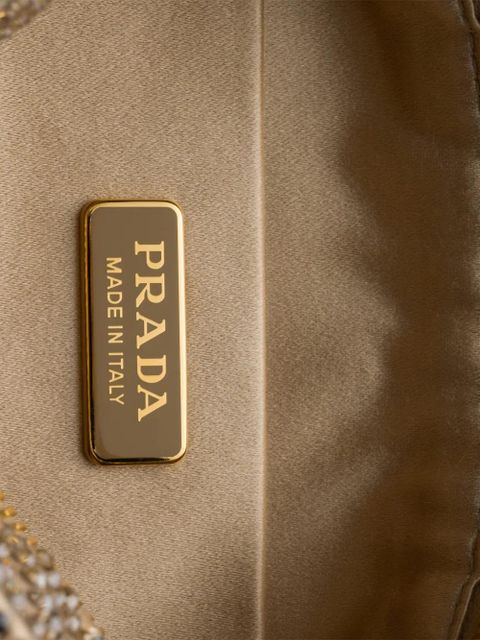Prada mini crystal-studded clutch bag - Neutrals
