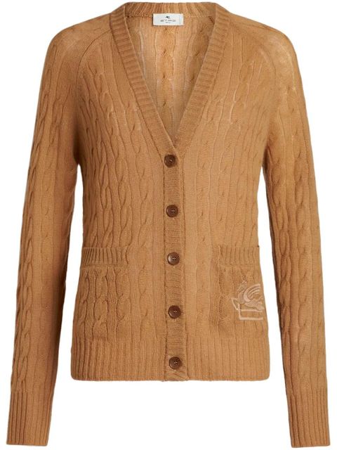 ETRO Pegaso-motif cable-knit cardigan - Brown - zdjęcie produktu nr 1