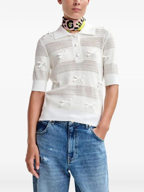 Essentiel Antwerp bow-embellishment polo top - White