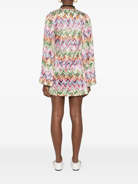 Missoni V-neck zig-zag mini dress - White
