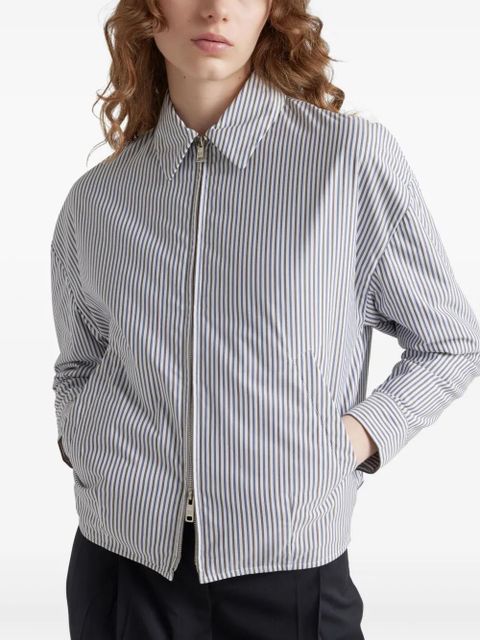 Prada striped poplin blouson jacket - White