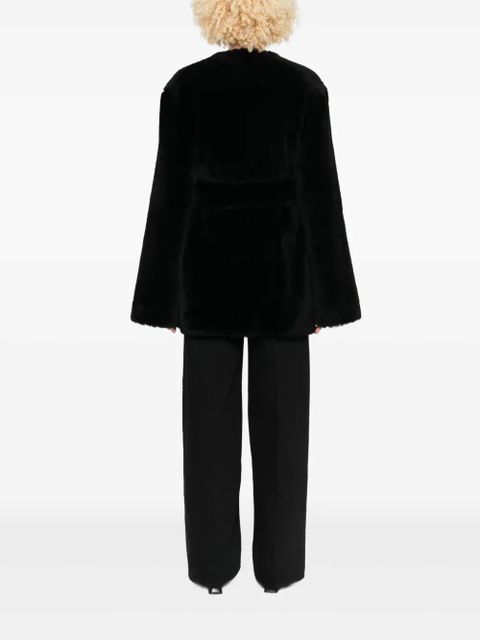 TOTEME belted shearling jacket - Black