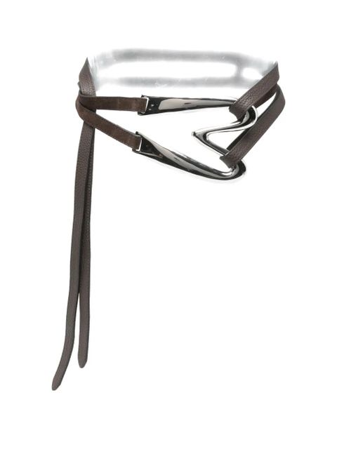 Moschino silver-tone buckle leather belt - Brown - zdjęcie produktu nr 1