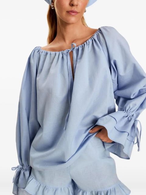 Sleeper Cha Cha ruffled-hem shorts set - Blue