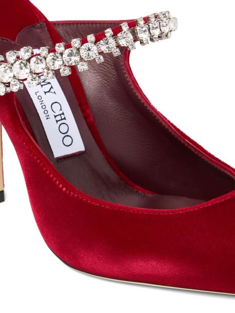 Jimmy Choo 10mm crystal-embellished pointed mules - Red