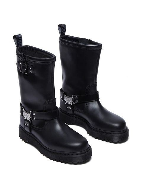 Dr. Martens botki skórzane Anistone Hi damskie kolor czarny na platformie DM32199001