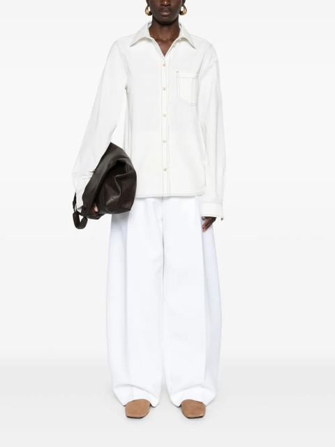 TOTEME contrast-stitching organic cotton shirt - White - zdjęcie produktu nr 2