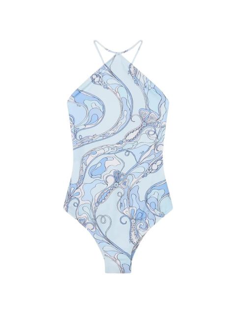 PUCCI Orchidee-print cross-strap swimsuit - Blue - zdjęcie produktu nr 1