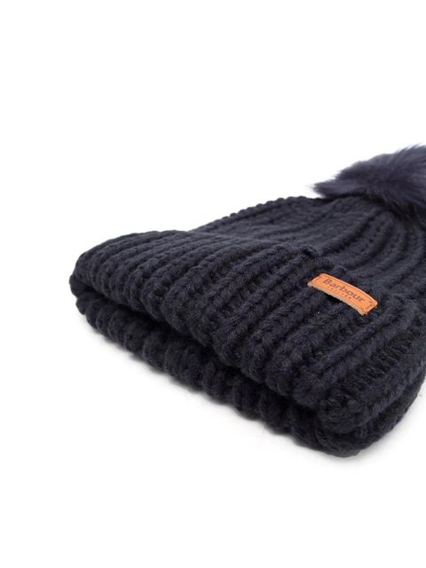 Barbour logo pom-pom beanie hat - Blue - zdjęcie produktu nr 2