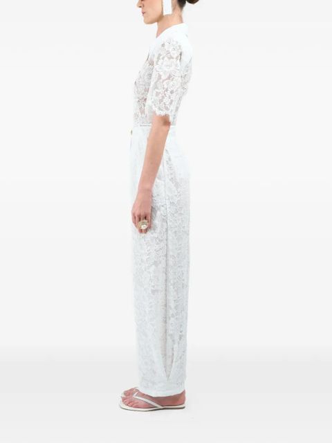 Rowen Rose lace short-sleeves polo shirt - White