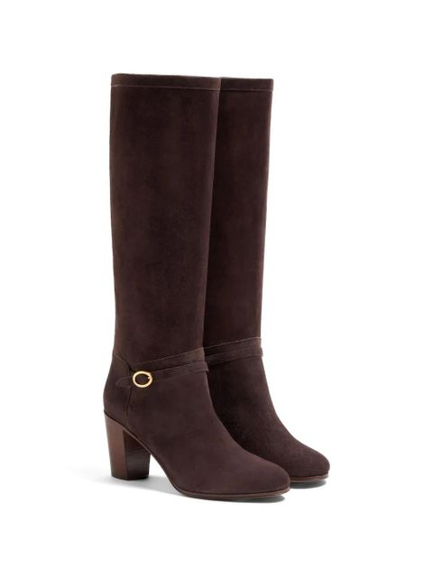 Valentino Garavani 70mm buckle-detail suede boots - Brown - zdjęcie produktu nr 2