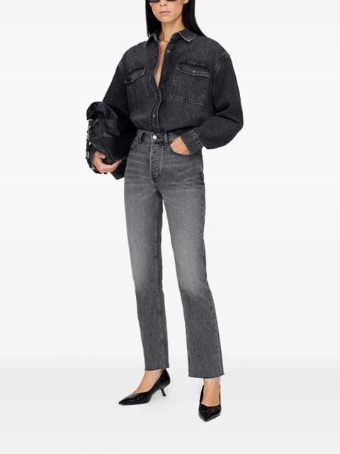 ANINE BING Paxton double-pocket denim shirt - Black - zdjęcie produktu nr 2