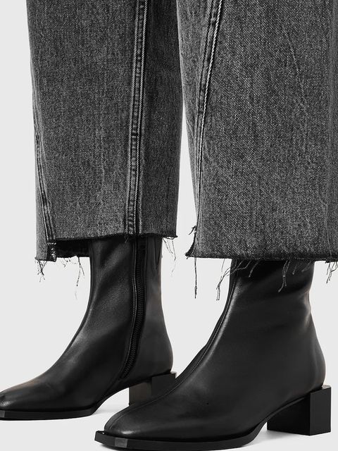 AllSaints botki skórzane Avril Boot damskie kolor czarny na słupku W013FC