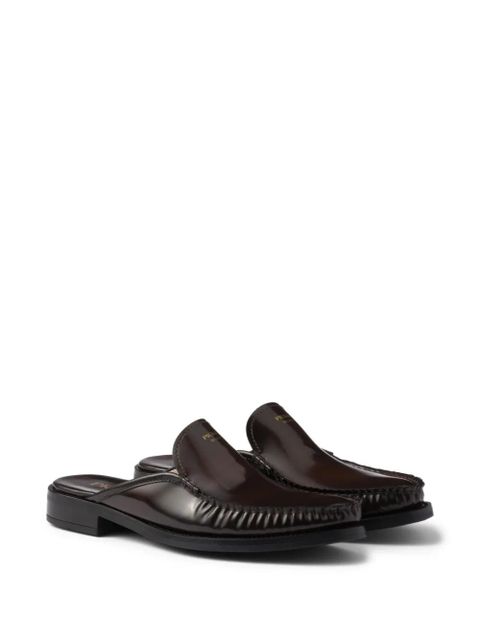 Prada logo-plaque leather mules - Brown - zdjęcie produktu nr 2