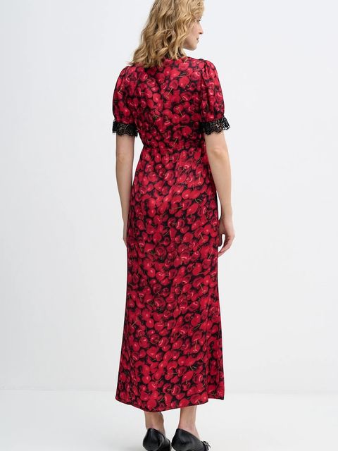 Never Fully Dressed sukienka Cherry Lyla kolor czerwony maxi prosta NFDDR3187