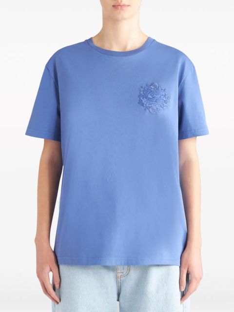 ETRO Pegaso-embroidered cotton T-shirt - Blue