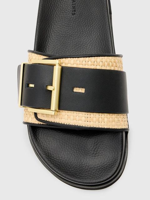 AllSaints klapki Ellie Raffia Slider damskie kolor czarny W003FD