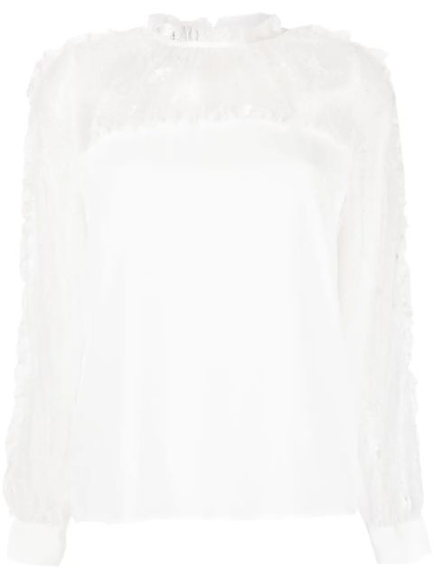 PINKO chantilly-lace long-sleeved blouse - White - zdjęcie produktu nr 1